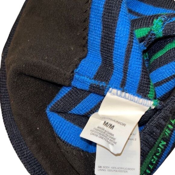 The North Face Youth Medium Winter Beanie Blue Navy Striped - Picture 3 of 3